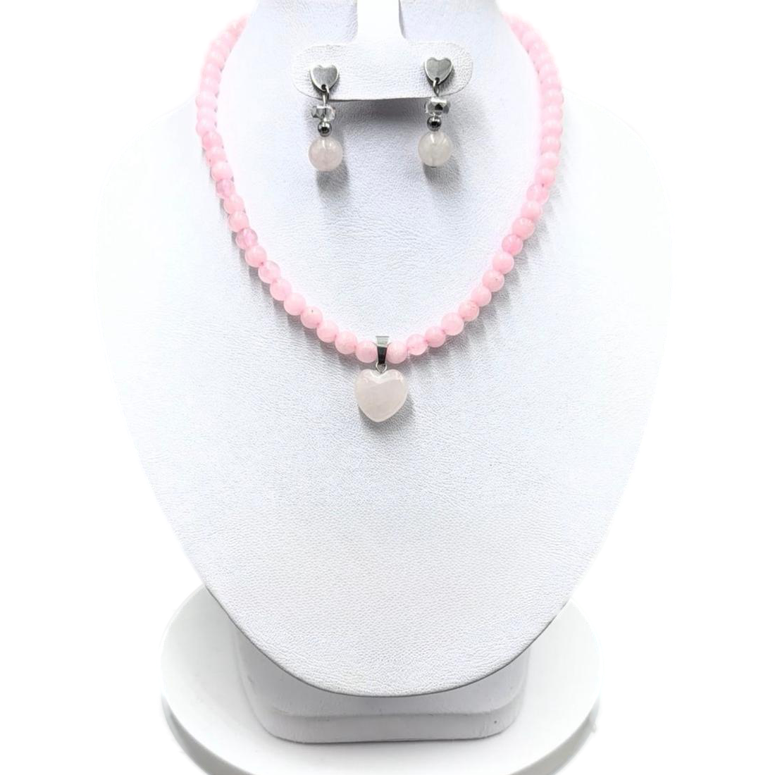 Conjunto Cuarzo Rosa Corazón Natural