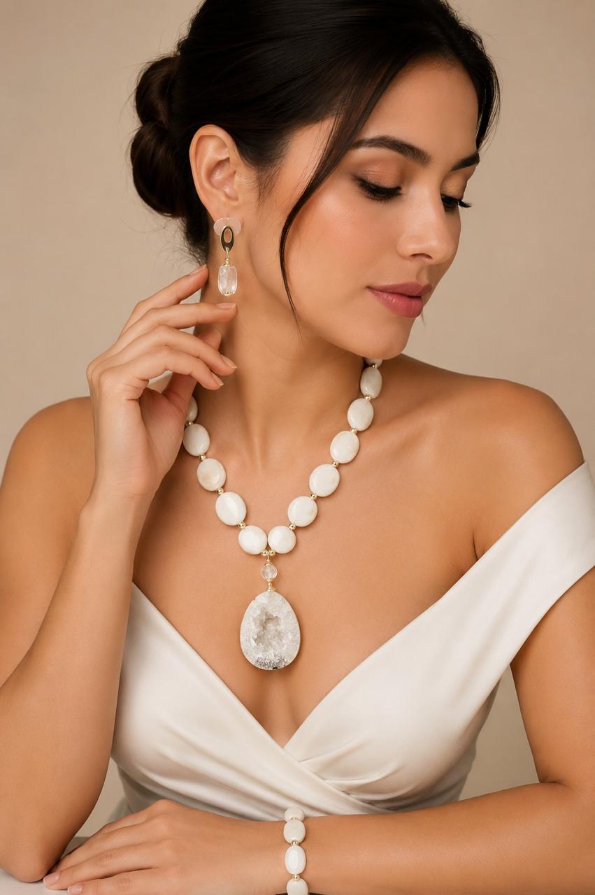 Juego de lunetas de jaspe blanco