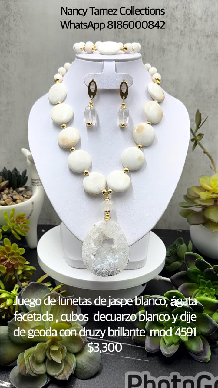 Juego de lunetas de jaspe blanco