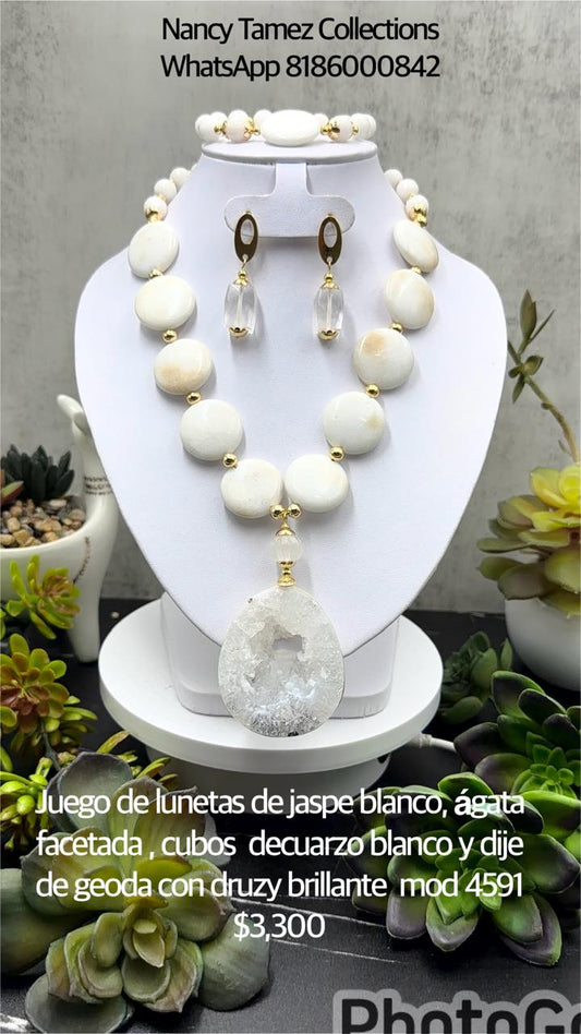 Juego de lunetas de jaspe blanco