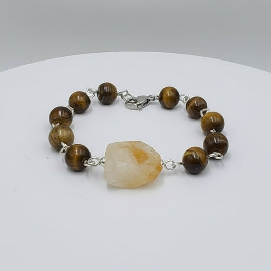 Brazalete ojo de tigre y citrino