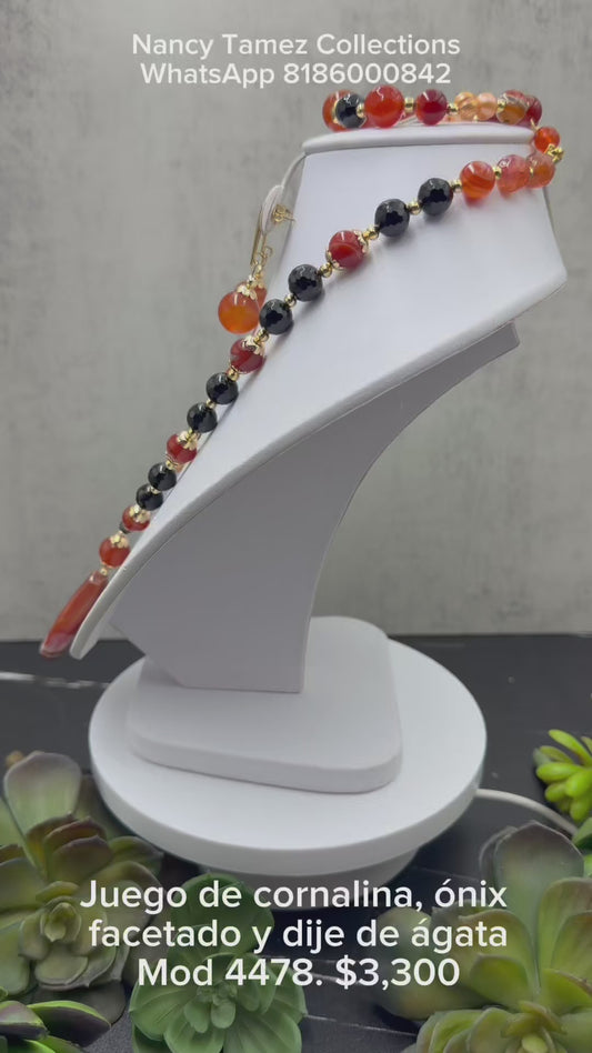 Juego de Cornalina con ónix